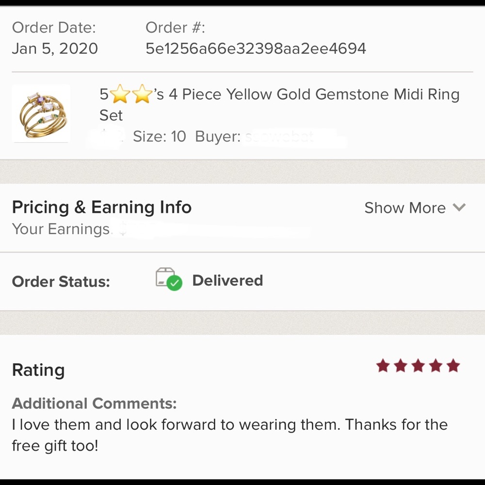 5⭐️⭐️’s 4 Piece Yellow Gold Gemstone Midi Ring Set - Picture 2 of 8